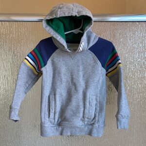 Boden 2T-3T Gray Hoodie with Stripes